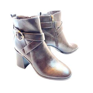 Nine West Espresso Ankle Boots 10M NWOT with Side Zip and Block Heel